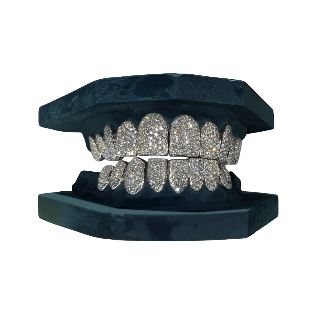 VVS Quality Natural Diamond Grillz Honeycomb Setting 18K Gold