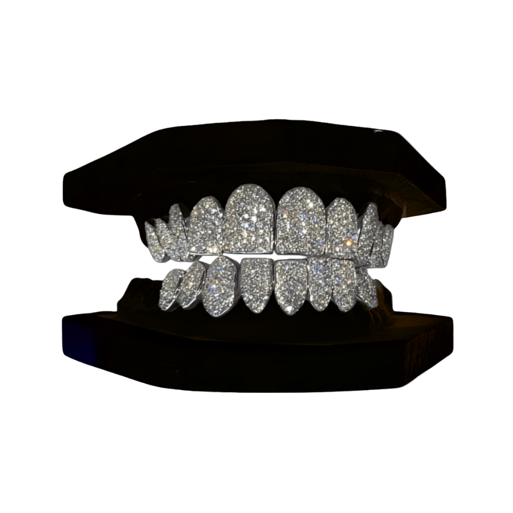 VVS Quality Natural Diamond Grillz Honeycomb Setting Silver