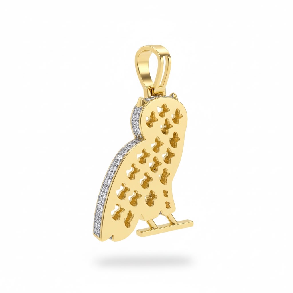 Owl Natural Diamonds Pendant