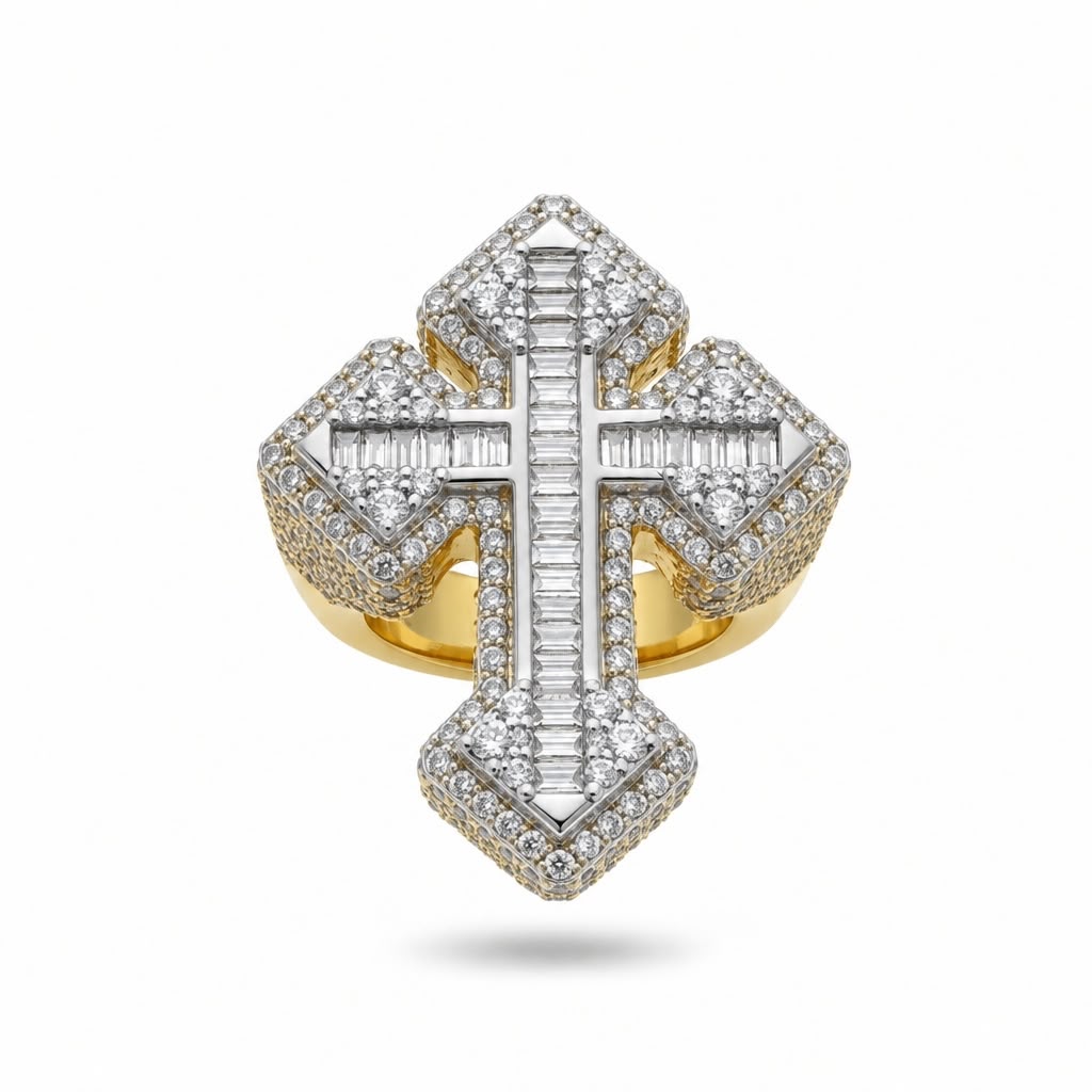 Cross Natural Diamonds Ring