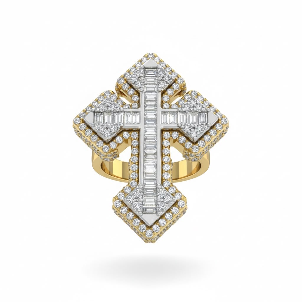 Cross Natural Diamonds Ring