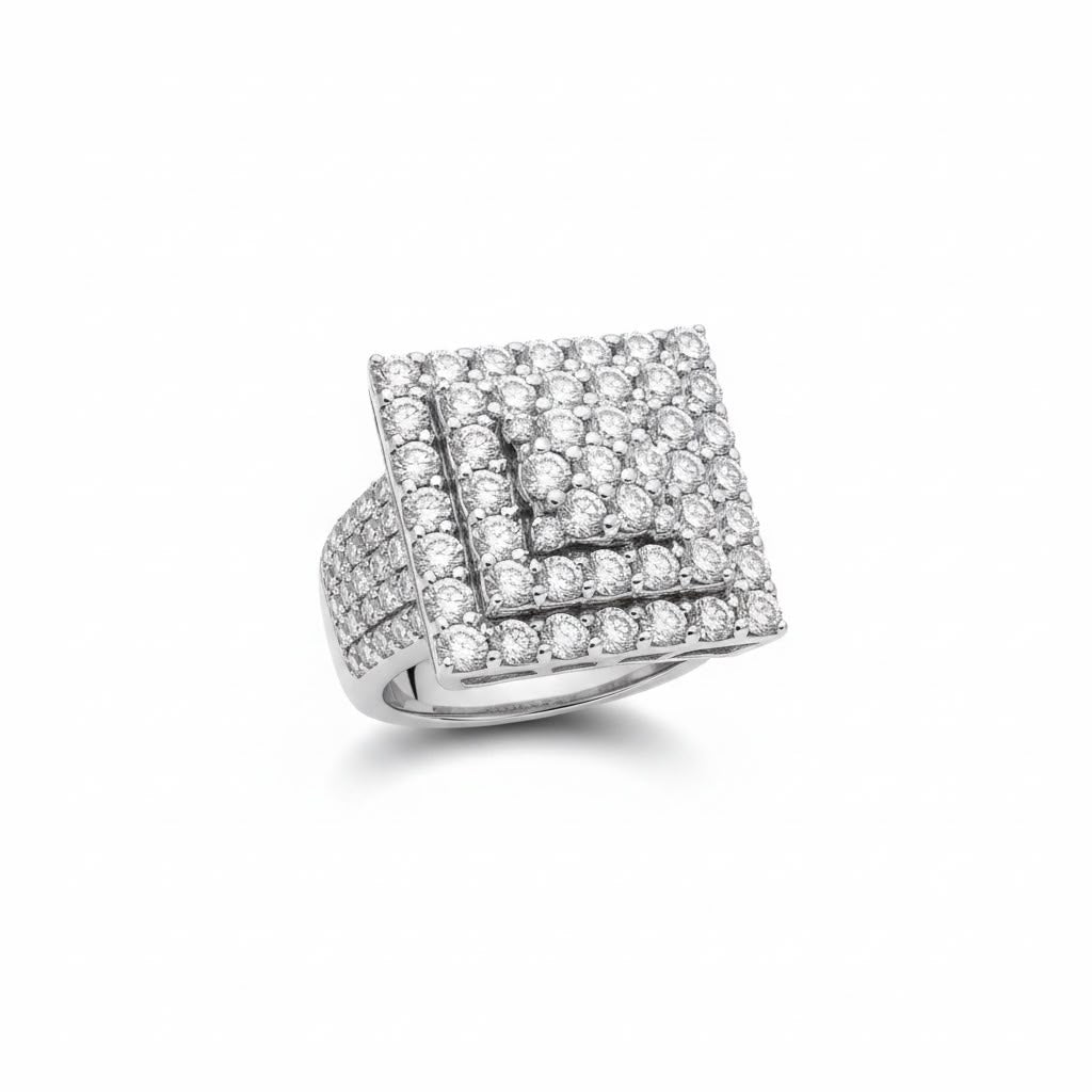Square Natural Diamonds Ring